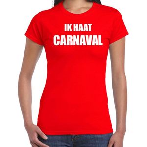 Ik haat carnaval verkleed t-shirt / outfit rood voor dames - carnaval / feest shirt kleding / kostuum L