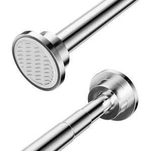 Stainless Steel Adjustable Cabinet Bar Punch Free Clothes Hanging Stick Hanger for Balcony Window (22 Tubes 40-55cm)