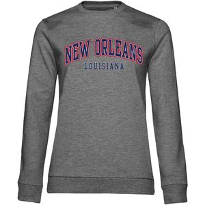 New Orleans Louisiana Girly Sweatshirt Damen Medium-Heather-Grey-S