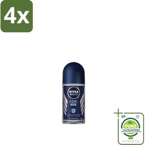 NIVEA MEN - Deodorant Roller - Cool Kick - 50 ml - Voordeelverpakking - 4 stuks - Anti-transpirant - Zweetbehandeling
