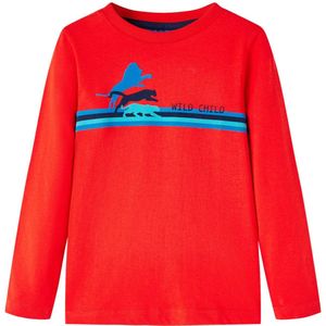 vidaXL - Kindershirt - met - lange - mouwen - 92 - rood