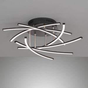 Fischer & Honsel - Plafondlamp Cross TW - 7x LED 4,5 W (incl.) - Mat Zwarte Zandgrond met Mat Nikkelkleurig Accenten
