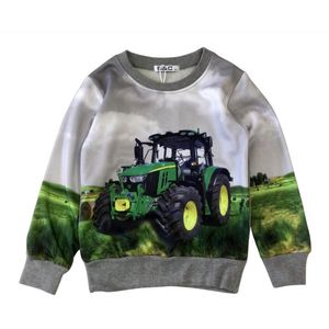 Kinder Sweater Grijs – Stoere John Deere Tractor Print – Jongens & Meisjes Trui – Maat 92 – 65% Katoen