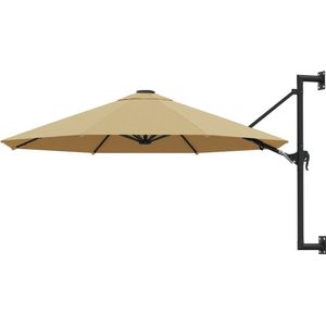 The Living Store muurparasol 300 x 131 cm - taupe - UV-beschermend polyester - zwengelsysteem - 8 baleinen