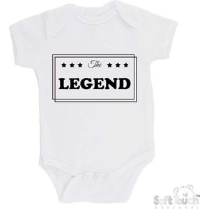 100% Katoenen Romper "The LEGEND" Unisex Katoen Wit/zwart 62/68