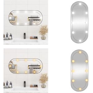 vidaXL Wandspiegel met LED's ovaal 35x80 cm glas - Wandspiegel Met LED-verlichting - Wandspiegels Met LED-verlichting - Wandspiegel - Make-upspiegel