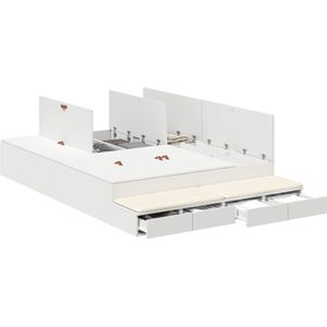 vidaXL - Opbergbedframe - Wit - Bewerkt - hout - 236,5 - x - 150 - x - 31,5 - cm