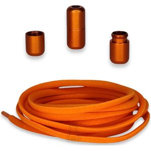 Agletless® Oranje Ovale Elastische Veters Zonder Strikken 5mm - Luxe Draaicapsule Snelsluiting - 1 Paar - Kinderen & Volwassenen | One-Size-Fits-All