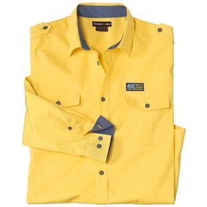 ATLAS FOR MEN - Geel popeline pilotenoverhemd - Heren - Verkrijgbaar in grote maten - L