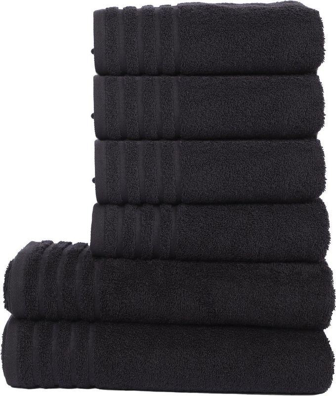 Betully - Handdoeken Set - Zwart - 50x100 cm (4 stuks) en 70x140 cm (2 stuks) - Hotelkwaliteit - 500 g/m²