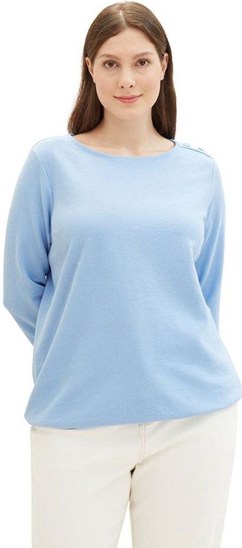Tom Tailor Buttons Plus T-shirt Met Lange Mouwen Blauw 46 Vrouw