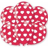 18x stuks party ballonnen met hartjes motief 27.5 cm - Valentijn en I love You feestartikelen