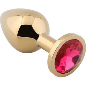 Banoch - Buttplug Aurora Hot Pink gold Small - gouden Metalen buttplug - Diamant steen - Roze