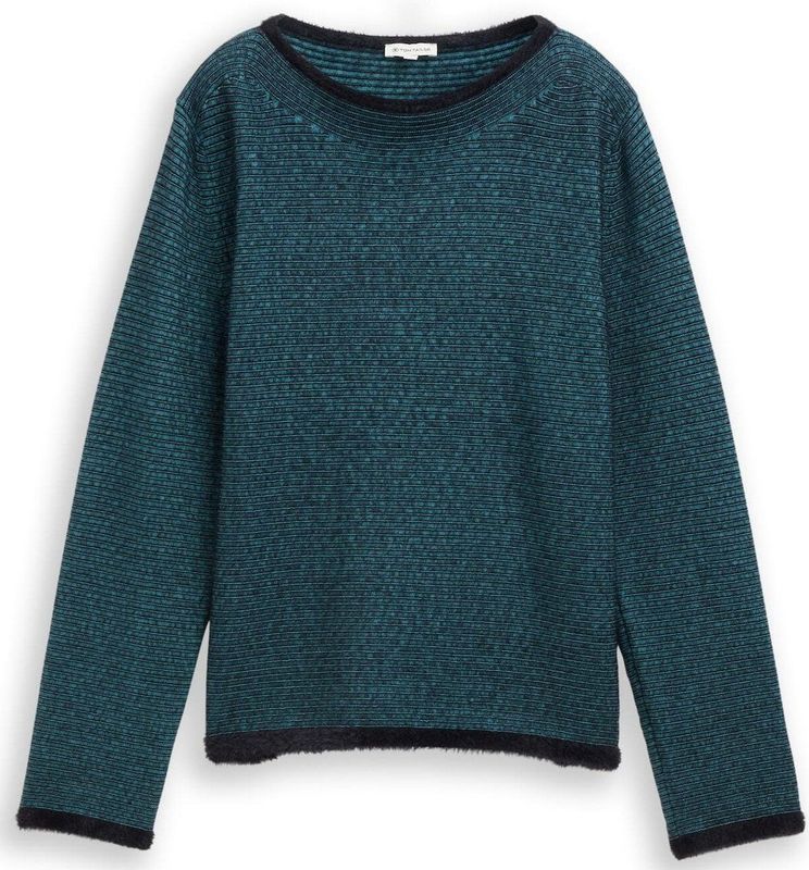 TOM TAILOR Damestrui, 39240 - Teal Streep met veergaren, XL