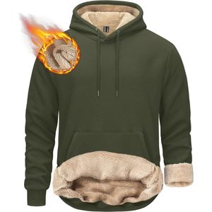 Heren pullover hoodie dik zwaargewicht Sherpa gevoerd met kangoeroezak - winddicht en warm