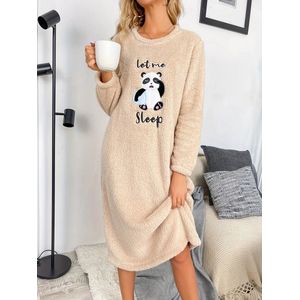 Dames Fluwelen Pyjama Maat L Herfst & Winter – Comfortabele Pluche Nachtjurk met Lange Mouwen en Rok | Warme Huispak Nachtkleding, Warme Pyjama, Winterkleding, Nachtjapon, Comfortabele Pyjama