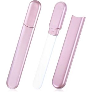 2 stuks glazen nagelvijlen voor natuurlijke nagels - professionele nagelvijl - glazen nagelbuffers met case - kristallen nagelvijlen - vormgevende nano-nagelglanzen voor thuissalon - manicure set (roze)