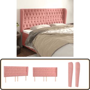 vidaXL Hoofdbord - Fluweel Roze - 183x23x118/128 cm Hoofd Bord - Hoofdborden - Bed Accessoires - Rozerood - Velvet