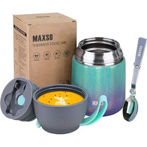LOGEEYAR thermische container voor voedsel 500ml roestvrijstalen geïsoleerde container voor warm eten, voedsel, babyvoeding, soep, geïsoleerde container met lepel thermische container, kleurrijk