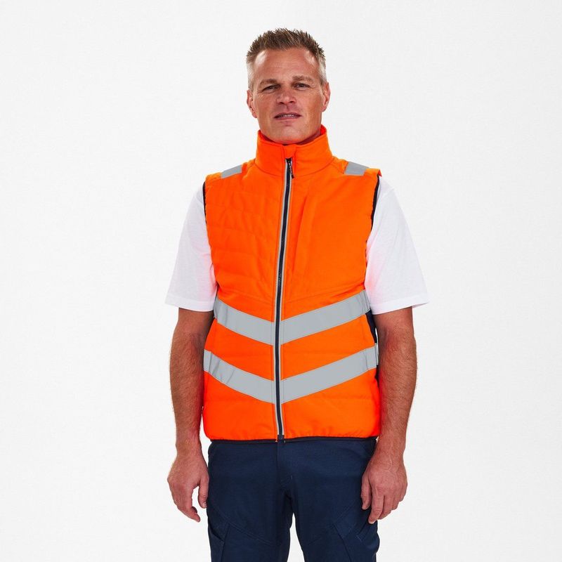 F. Engel 5159 Safety Quilted Inner Vest Orange/Blue Ink maat L