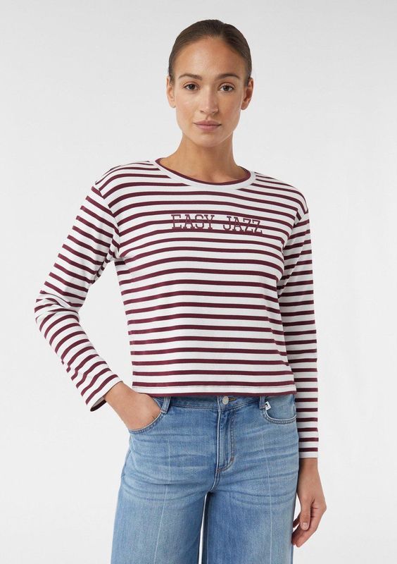 comma casual identity - DK ROSE STRIPE - Sweatshirt - Valt over de Taille