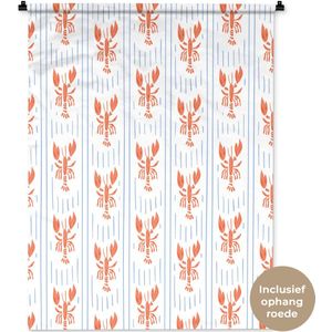 Wandkleed 90x120 cm - Wanddoek Zee - Kreeft - Oranje - Blauw - Wandtapijt - Wandkleden