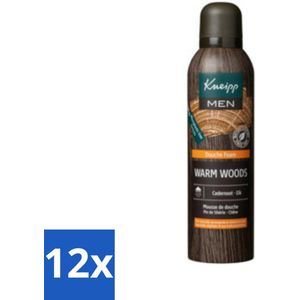 12 x Kneipp - Douche schuim - Men - Warm Woods - Warme houtgeur - 200 ml - Douche Foam - Mannen - Natuurlijke Verzorging - Houtgeur - Cedernoot