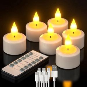 Waxinelichtjes op batterijen - Waxinelichtjes LED - Waxinelichtjes oplaadbaar - Theelichtjes - Wit