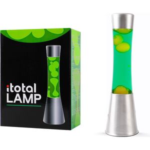i-total lavalamp sokkel zilver | lava geel | vloeistof groen