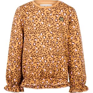 Koko Noko Sweater met Panterprint en Ruches Camel