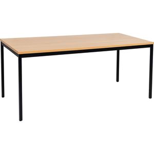 Furni24 Multifunctionele tafel 200 x 100 cm - bureau - werktafel - computertafel in zwart/ beuken decor