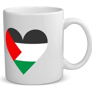 Akyol - palestina vlag hart vorm koffiemok - theemok - Palestina - mensen die liefde willen geven aan palestina - degene die van palestina houden - supporten - oorlog - verjaardagscadeautje - gift - geschenk - kado - 350 ML inhoud