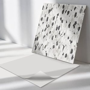 Wallfluent Vinyl Wandpaneel - Terracotta patroon met stenen Wandpaneel PVC - 50 cm x 50 cm - Zwart en wit Vinyl Wandpaneel - Set van 4 - Vierkant Wandbekleding Vinyl - Texturen Wandpaneel - Zelfklevend Wandpaneel - Wandpaneel Keuken en Badkamer