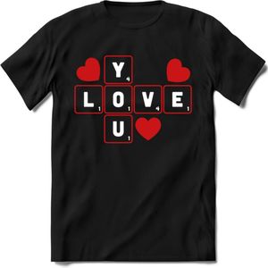 Love You - Valentijn T-Shirt | Grappig Valentijnsdag Cadeautje voor Hem en Haar | Dames - Heren - Unisex | Kleding Cadeau | - Zwart - L