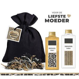 Geschenkset ""De liefste moeder dat ben jij"" - 3 producten - 200 gram | Giftset voor haar - Moederdag - Verjaardag - Vrouw - Pakketje - Klein Wellness Cadeautje - Moederdagcadeautje - Speciaal voor mama - Cadeaupakketje in zakje - Bedankje voor Moeder