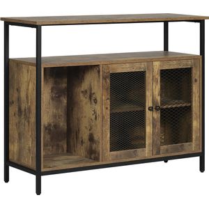 SureDeal® - Boekenkast - Opbergkast - Dressoir - Keukenkast Met Werkblad - 100x80x35 cm - Rustiek Bruin / Zwart