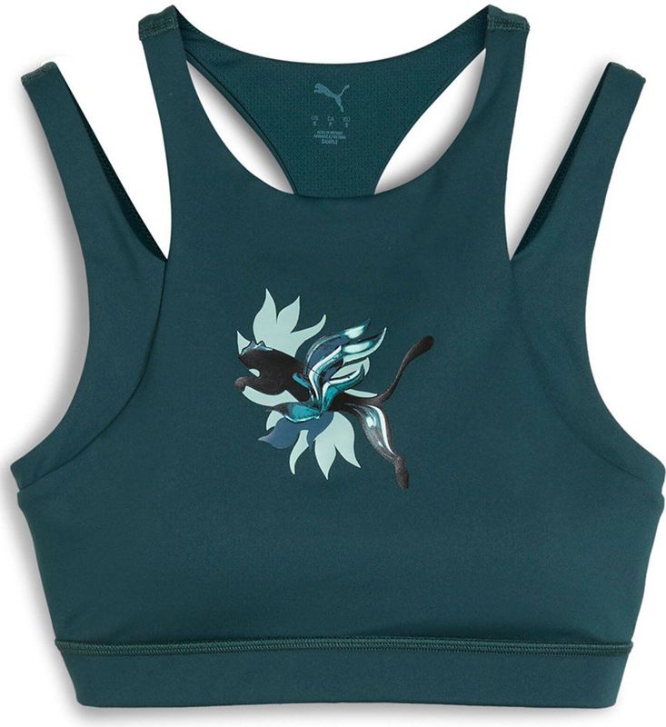 PUMA - TERRAINS GRAPHIC BH - Groen - Dames - Medium Impact - Uitneembare Pads