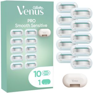 Gillette Venus Pro Smooth Sensitive - 10 Scheermesjes Voor Gevoelige Huid + Scheermes etui