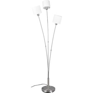 LED Vloerlamp - Torna Torry - E14 Fitting - 3-lichts - Rond - Mat Nikkel - Aluminium - Max. 40W