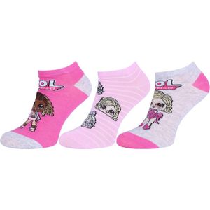 3x Roze en grijze LOL SURPRISE meisjessokken
