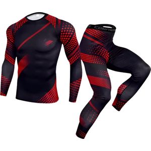 E-shop4u® - Mannen Compressie Sport Thermisch Ondergoed - Winter Warm Kompres Lange - Onderbroek Shirt & Tops Bottom pak- Warmte & Prestatie - Rood - XL