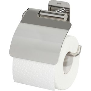 Tiger Colar - Wc rolhouder met klep - Zonder te boren - Toiletrolhouder zelfklevend - RVS gepolijst