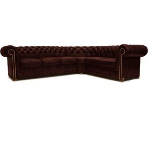 Chesterfield Hoekbank First Class Leer | 3 hoek 2 |Cloudy Donker Bruin | 2 tot 4 weken levertijd