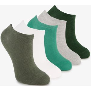 5 paar kinder sneakersokken groen grijs - Maat 23/26