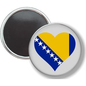 Button Met Magneet - Hart Vlag Bosnië en Herzergovina - NIET VOOR KLEDING