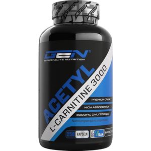 Acetyl L-Carnitine 3000 - 250 Capsules - 3000 mg per dosering - extra sterk - 100% acetyl L-carnitine - sterke L-carnitine vorm - laboratoriumgeteste kwaliteit - vegan - German Elite Nutrition