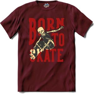 Born To Skate | Skaten - Skateboard - T-Shirt - Unisex - Burgundy - Maat XL