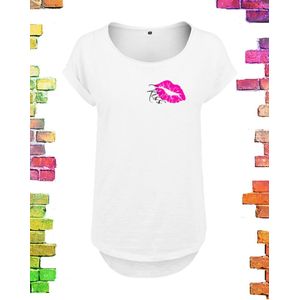 Shirt met lange rug ""Kiss hart""Wit / 3XL (46-48)