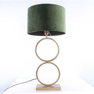 Tafellamp capri 2 ringen | 1 lichts | groen / bruin | metaal / stof | Ø 40 cm | 82 cm hoog | tafellamp | modern / sfeervol / klassiek design
