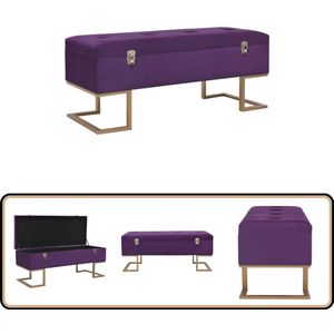 vidaXL Bankje met opbergvak - 105 cm - Fluweel - Paars Fluwelen Bank - Bank Met Opbergvak - Poef - Binnenhuisdecoratie - Living Meubels